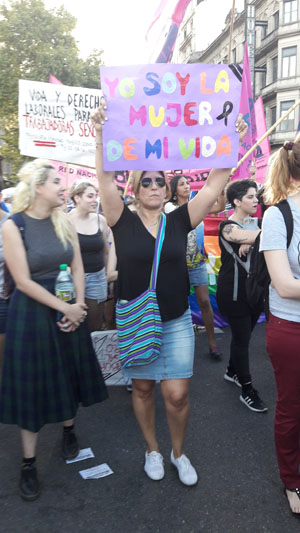 Foto en la marcha del 8 de marzo, 2017 en Buenos Aires, Argentina