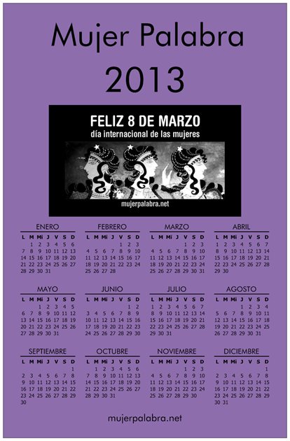 Calendario Mujer Palabra 2013 Feliz 8 de marzo